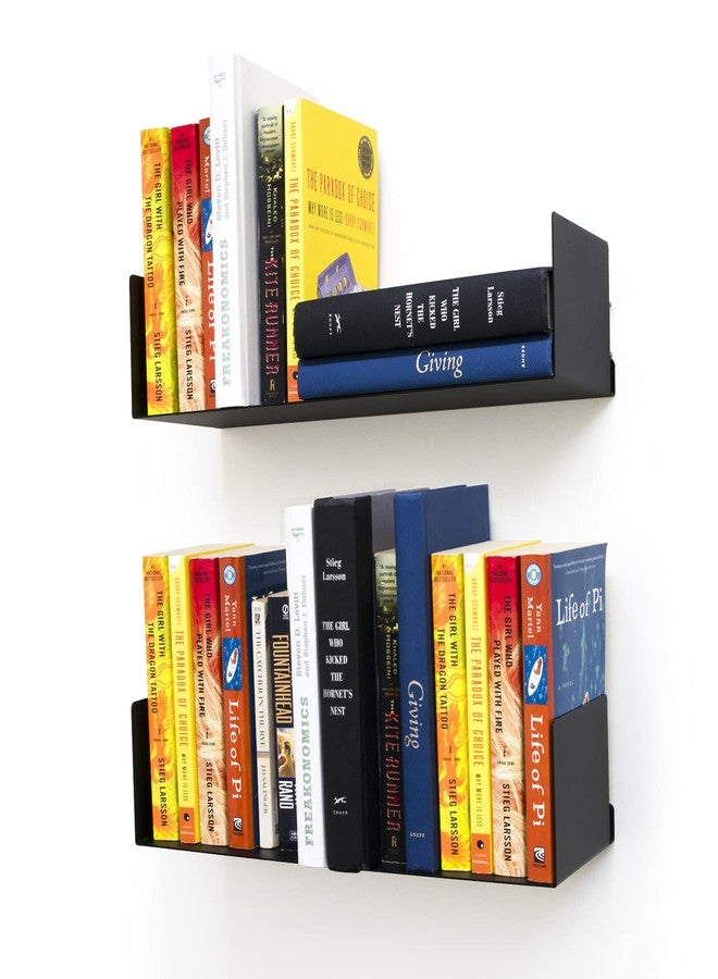 Mitus Floating Bookends Wall Mounted Metal Display Shelf (Set of 2) Black - Image 1